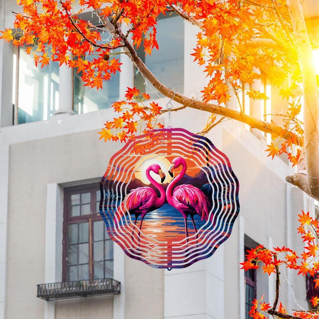Cata-vento Flamingo Rosa Vibrante - Aço Inoxidável, Arte Cinética Decorativa de Jardim para Interior/Exterior, Perfeito para Halloween, Natal