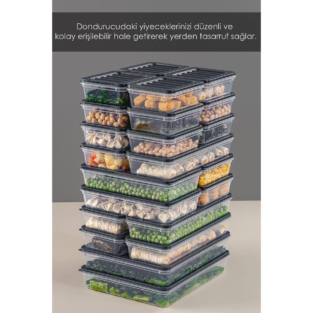 24 Piece Storage Container, Microwave Compatible Storage Container 2x2400ml 4x1200ml 6x1170ml 12x600ml Anthracite