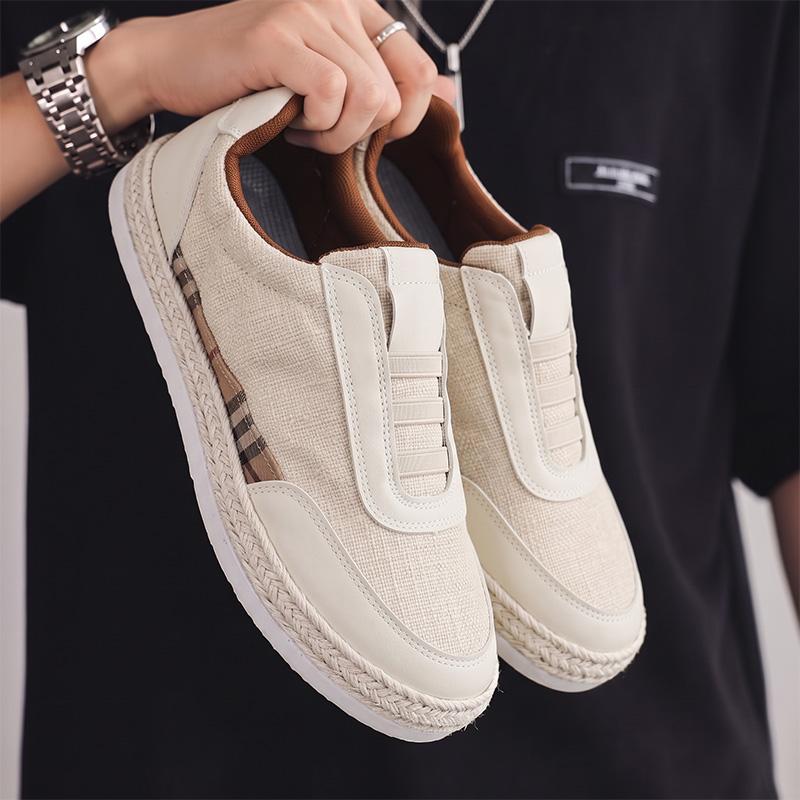 Fisherman'S Woven Slip On Casual Shoes Four Seasons Fashion Breathable Lightweight Soft-Sole Comfort Outdoor Men'S Walking Shoes