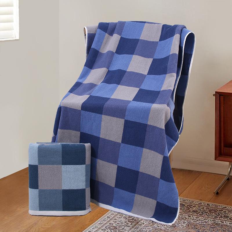 Luxury Yarn-Dyed Jacquard Cotton Bath Towel - Soft, Absorbent, Thick, and Large