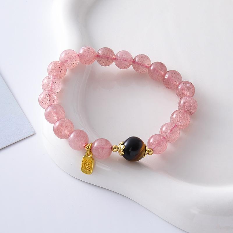 

Strawberry crystal bracelet powder crystal bracelet. Bangles Women Fashion Jewelry accessories Gift
