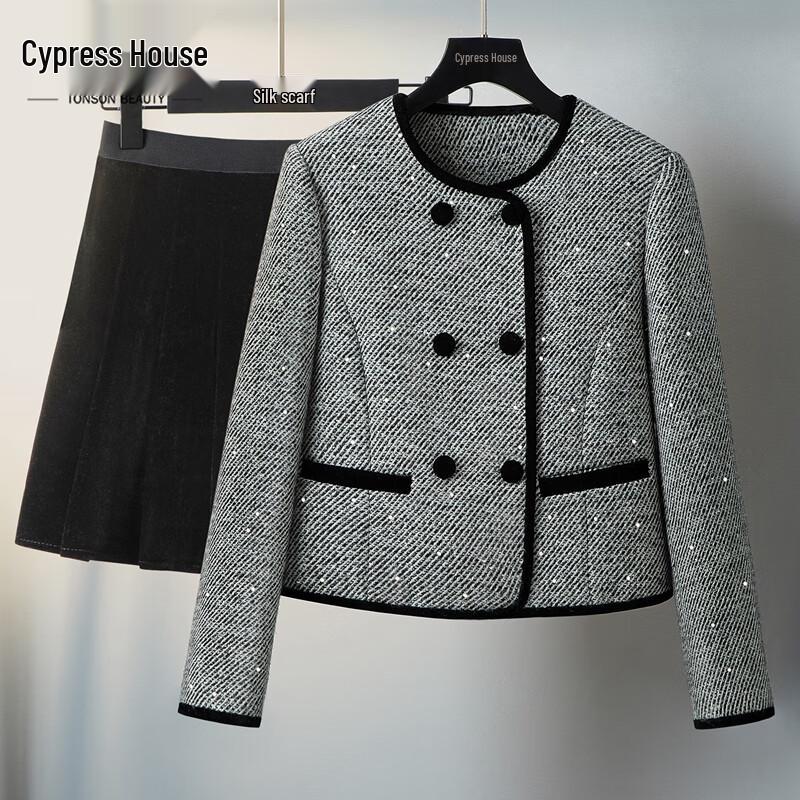 

Женская короткая двубортная куртка SISIBER из смесовой шерсти с цветными блоками L