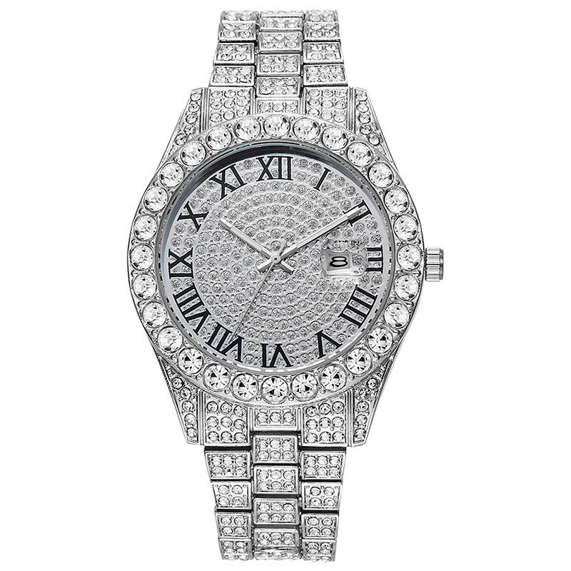 

Нові Iced Out Годинники для Чоловіків Розкішний Годинник Чоловічий Календар Кварцові Наручні Годинники Чоловічий Топ Бренд Годинник Пряма Доставка срібний