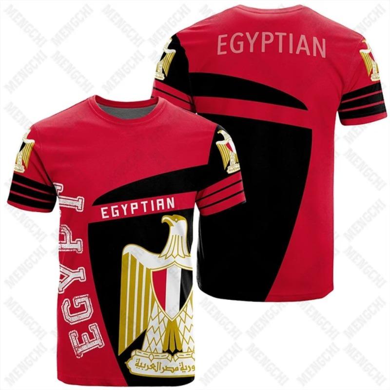 Egypt Flag & Coat of Arms Grafika Tričko Letní Ležérní Pulovr Pánská móda Trička s výstřihem do O Chlapci Oversized Topy s krátkým rukávem