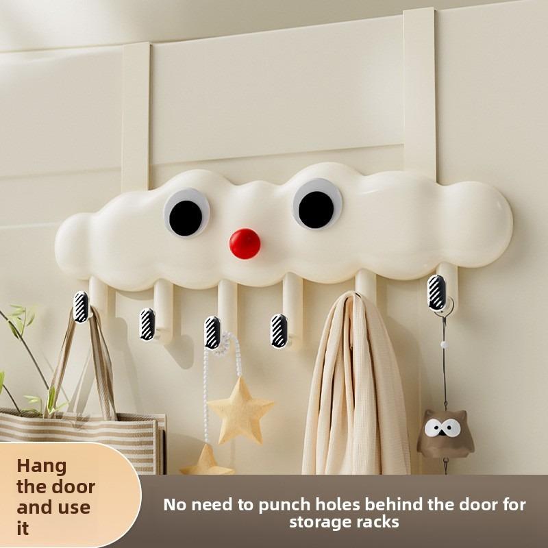 1pc Multi‑Hook Over‑Door Hook Rack, Space‑Saving Plastic Storage Organizer for Towels, Jackets & Kitchen Utensils