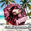 Custom Name Personalized Demon Slayer Print Umbrella, Auto Open Close, 8‑Rib Sturdy Frame, Commute Camping Hiking Use, Birthday Gift