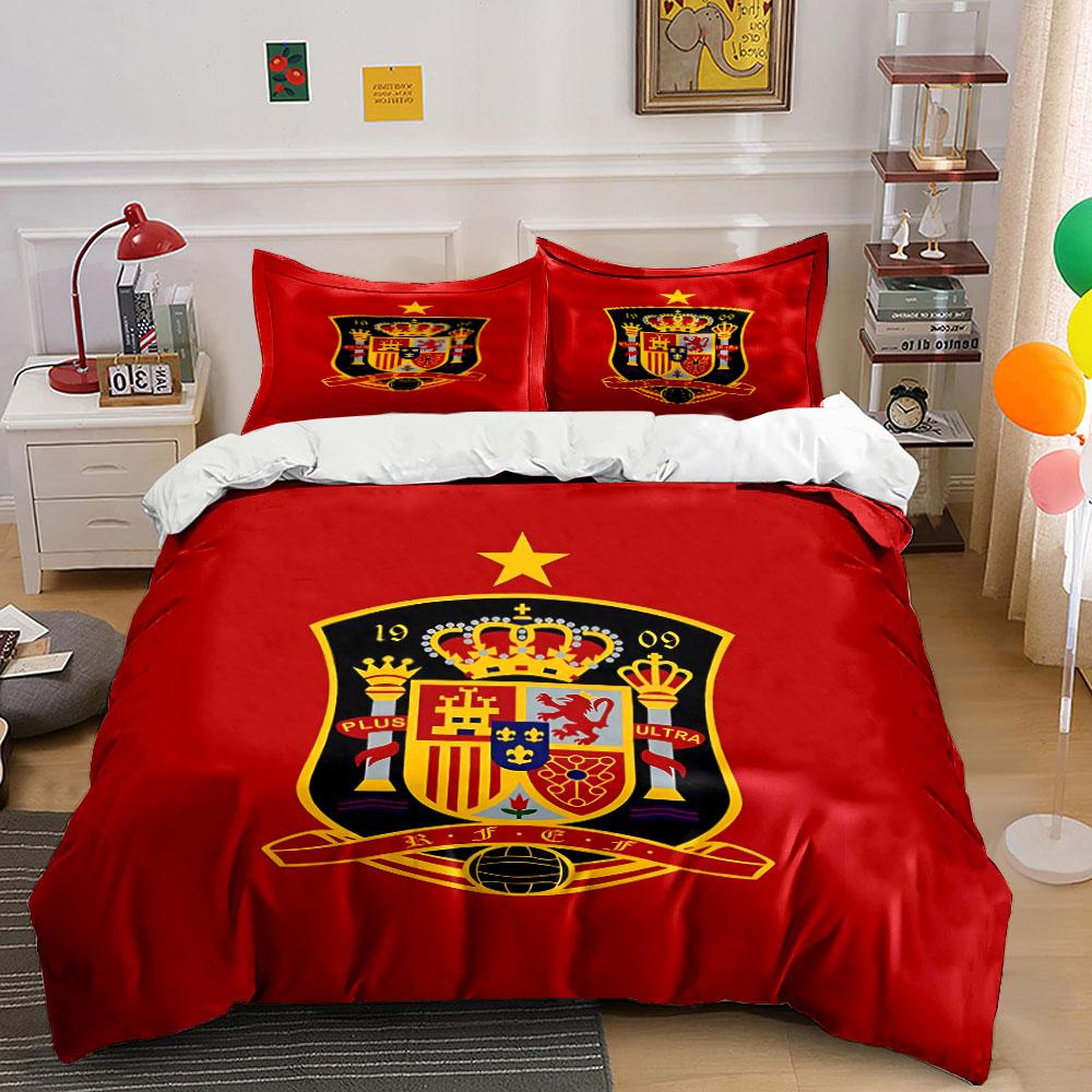 "Red Bedding Set with Crest" Bedding Duvet Cover Set Duvet Cover Pillowcases (1 * Duvet Cover 2 * Pillowcases, Without Duvet Insert)