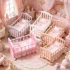 Miniature Dollhouse Baby Bed 1:12 Mini Baby Crib Rocking Bed Model  Dollhouse Furniture