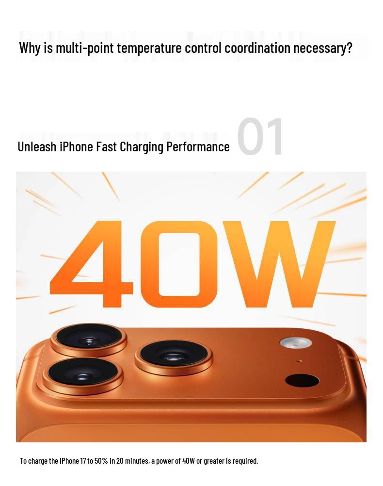 PISEN 40W GaN Fast Charger with USB-C for iPhone 17/16/15 Pro