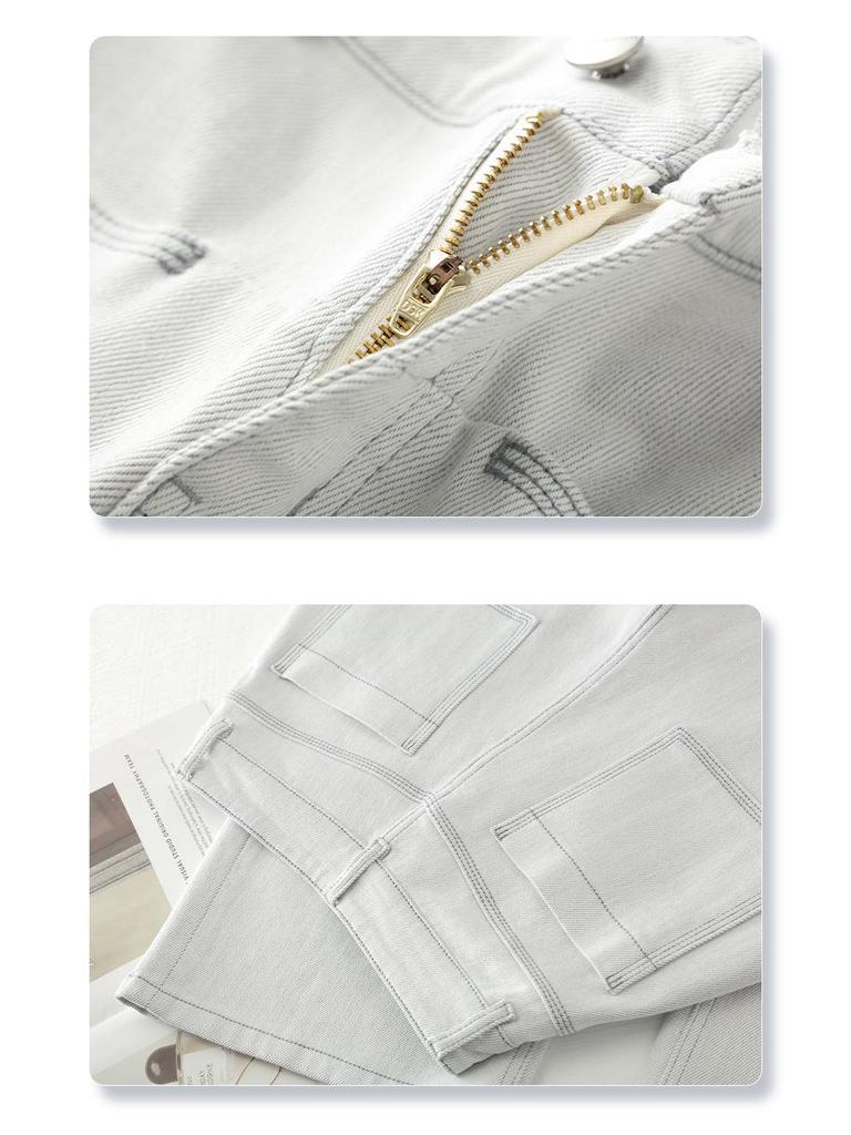 Women's Off-White High Waist Wide Leg Jeans - 2025 Spring & Autumn Slimming Style