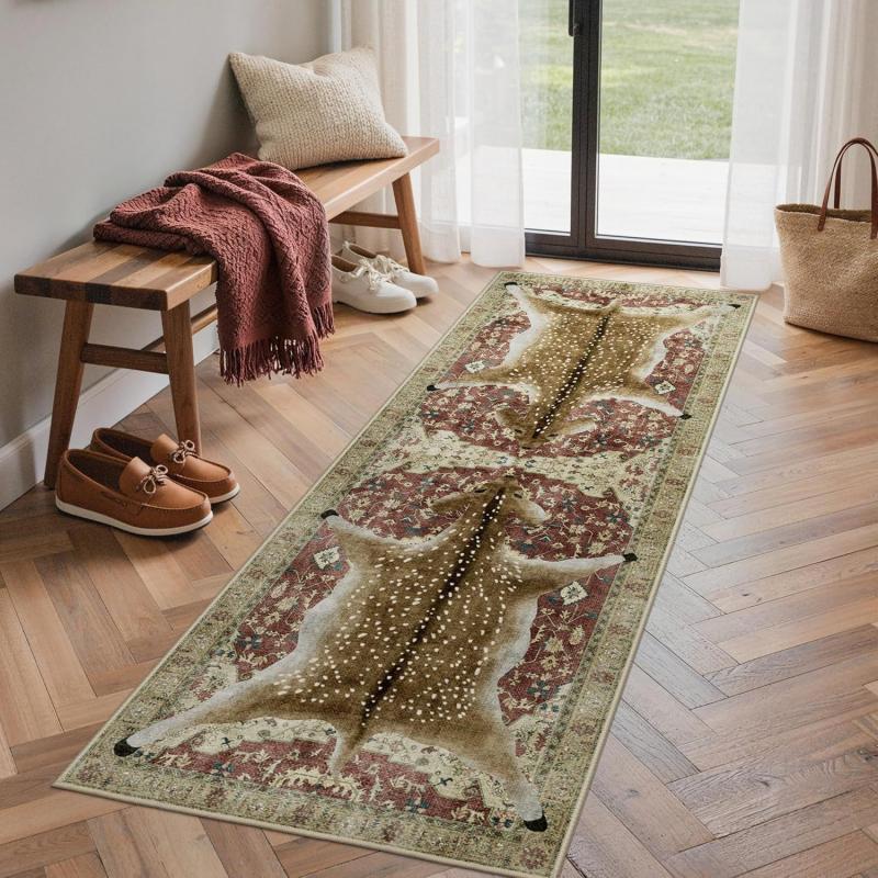 Boho Tiger Print Runner Rug Stain Resistant Non-Slip Machine Washable Kitchen Hallway Carpet Home Decor