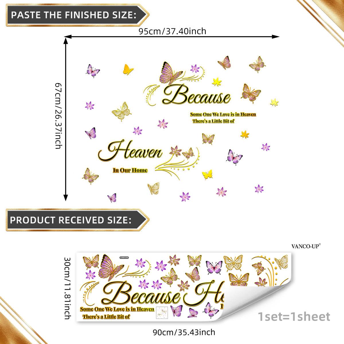 

Tj16513 Hand-Painted Butterfly Flower English Bronzing Wall Sticker Decoration Children S Room Bedroom Background Self-Adhesive Wall Sticker