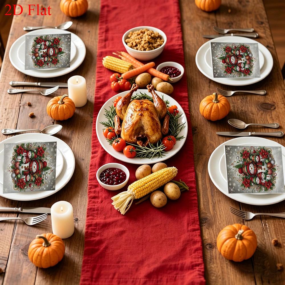 20pcs Disposable Napkins with Christmas Theme Pattern Print for Wedding,Parties,and Daily Use for Thanksgiving Fall Christmas Table Decoration