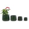 Handmade Ceramic Plant Pot Set 4-Piece (33/26/20/15 cm), Glossy Dark Green Glaze, Breathable, Frost-Resistant, Drainage Holes for Garden & Balcony