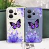 Purple Butterfly Phone Case For Xiaomi Redmi Note 14 13 12 12S 11 11S 10 10S Pro Plus 15 15C 14C 4G 5G Silicone Cover