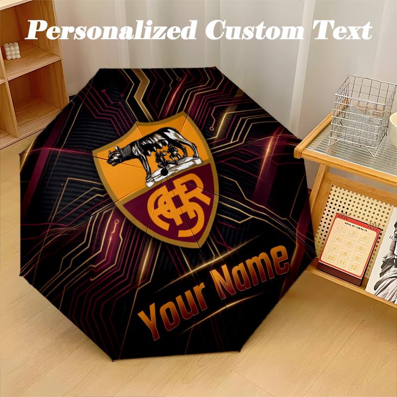 8 Rib Auto Folding Umbrella AS Roma Print Custom Name Text Portable Rain Gear