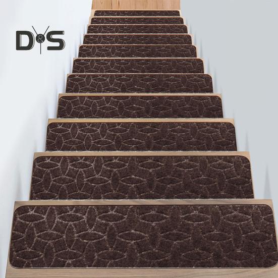 Non-Slip Stair Mat Self-adhesive Strong Adhesion Easy Installation No Cutting Reusable Embossing Stair Floor Mat Washable Dorm Home Stair Rug