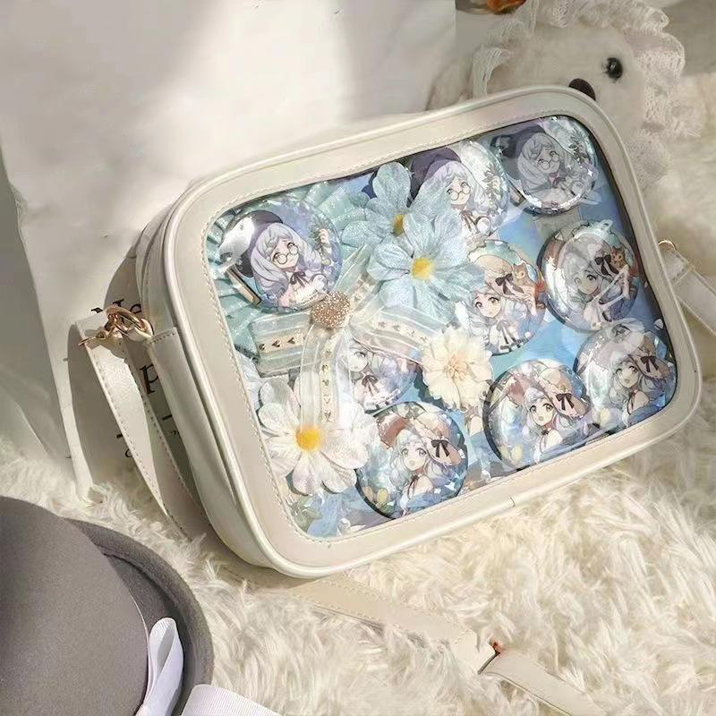 SCIONE Two-Dimension JK Uniform Bag Japanese Anime Transparent Badge Handbag DIY Hand-decorated Crossbody Bag Large-capacity Shoulder Bag