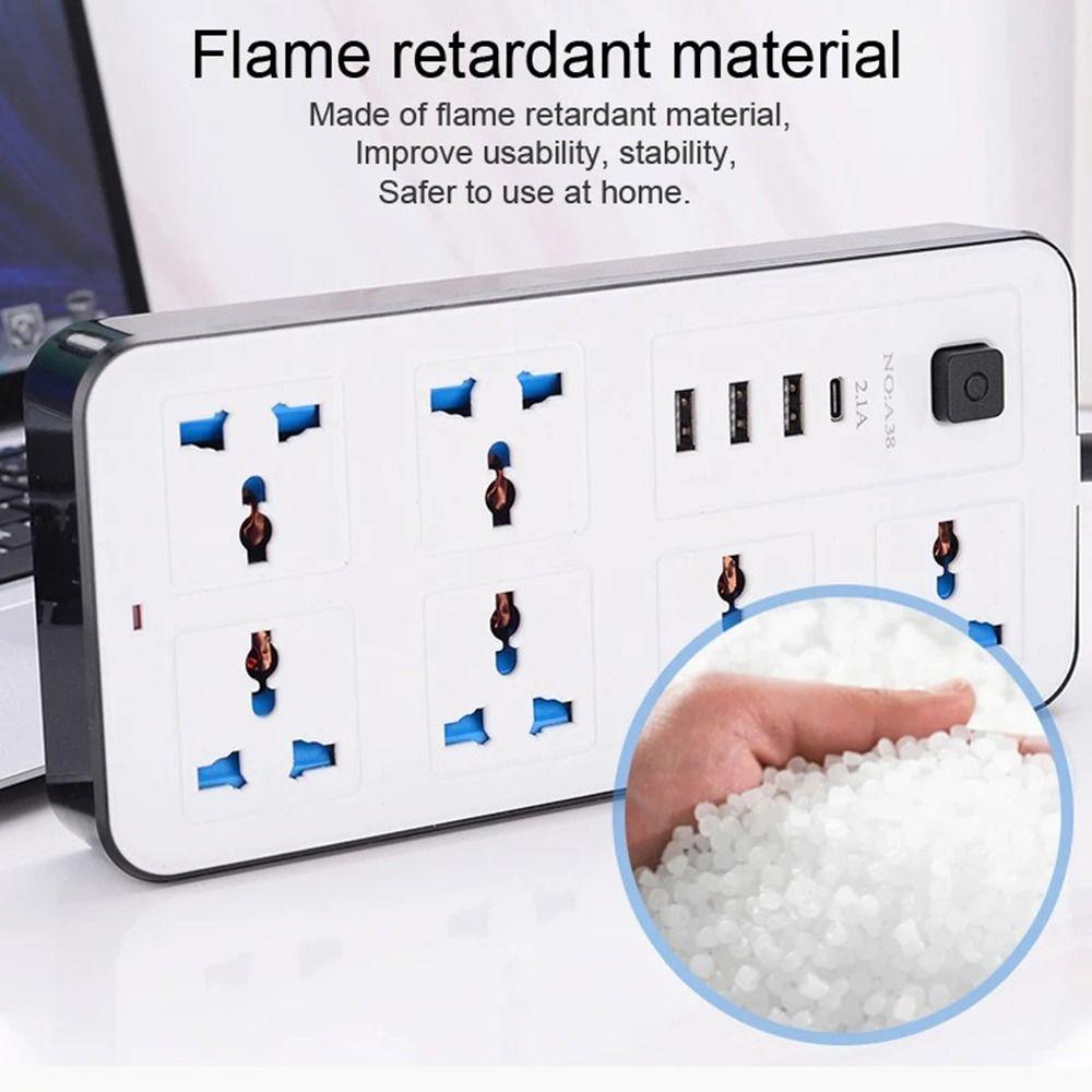 Multiprise Outlet Power Strip 2m Extension Cord Smart Home Universal Plug Power Multi Tap Charge