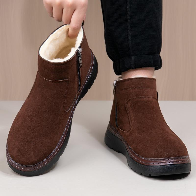 Men's High-Top Winter Snow Boots, Genuine Wool Lined Slip-Resistant Cold Weather Shoes, Warm Waterproof Outdoor Boots for Men