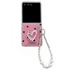 For Samsung Galaxy Z Flip7 5G Case Glitter DIY Heart Charm Phone Cover with Wrist Strap