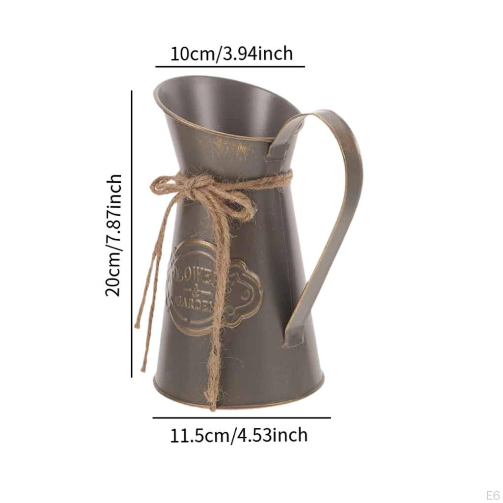 Floral Rustic Decorative Vase, French Bucket, Flower Holder, Farmhouse Vase for Artificial Flowers