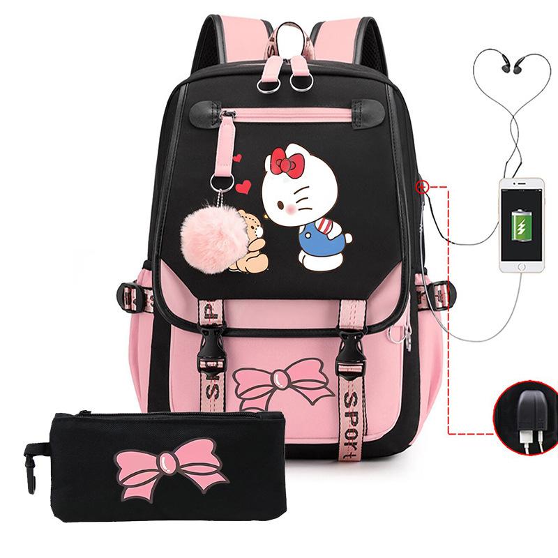 3-teiliges Schulrucksack-Set für Schüler Große Kapazität Oxford-Stoff Schultasche mit Schultergurt und Federmäppchen