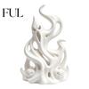 Creative Window Ornament Halloween Flame Ghost Figurine, 3D Printed Spooky Sculpture Fantasy Desktop Accessory with Pumpkins, Abstract Statue
