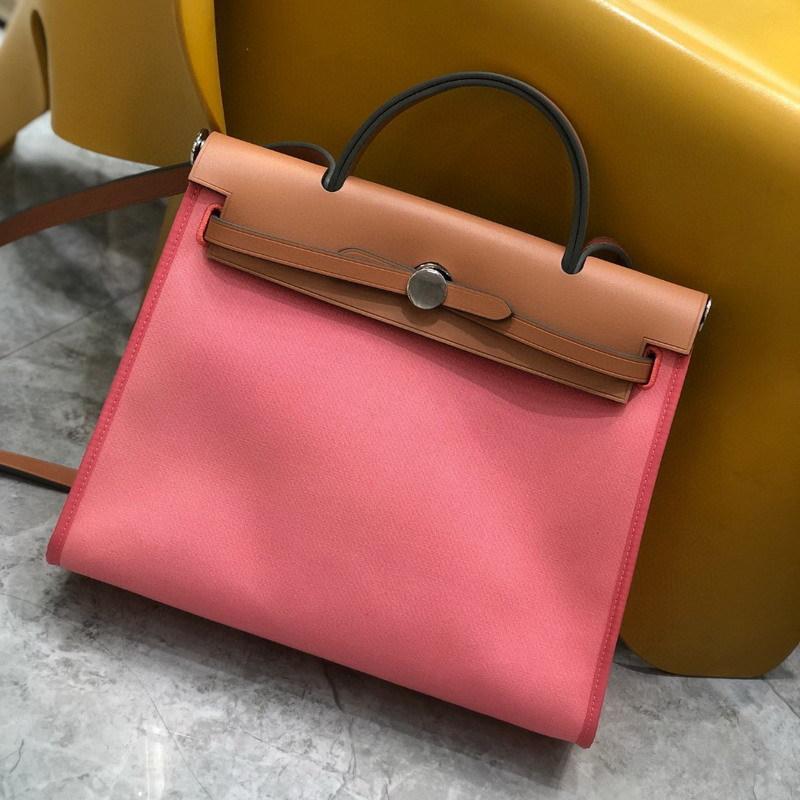 

31 см коровья кожа/водонепроницаемый холст + сумка из натуральной кожи женская сумка + новая контрастная цветная сумка через плечо 31cm