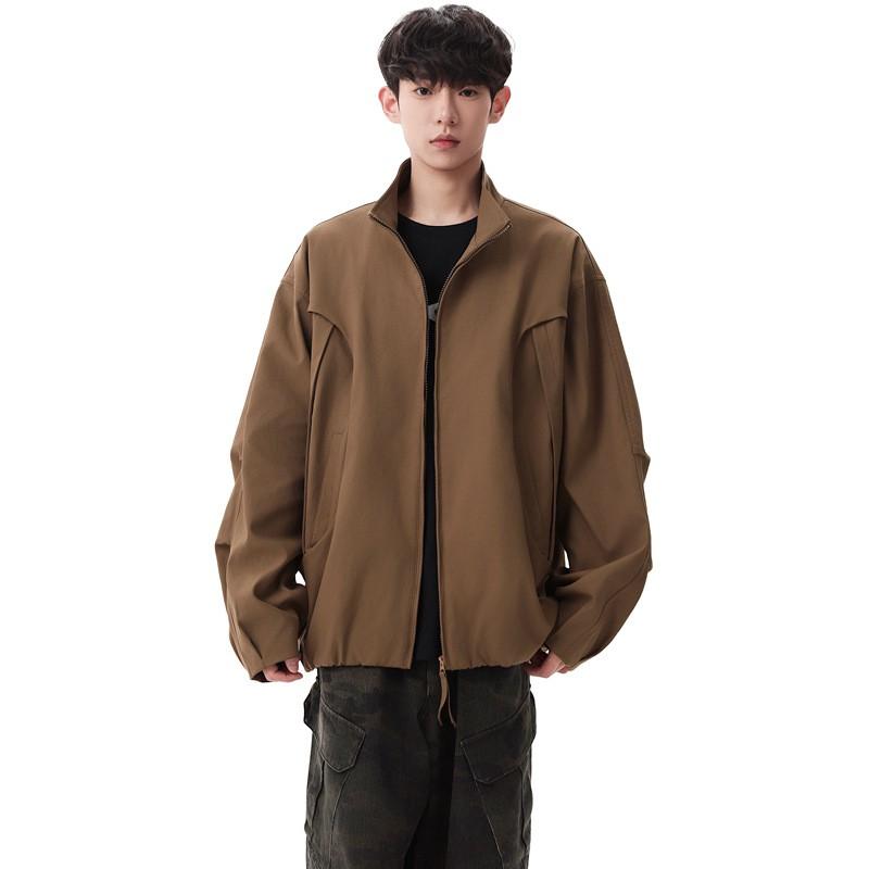 Unisex Oversized Casual Jacket Fall Lightweight Workwear Style Hoodless Zipper Coat Teens Adults