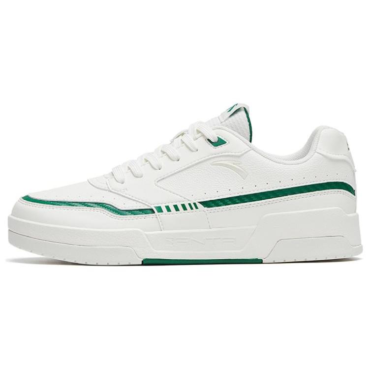 New Anta Slip Resistant Cushioning Abrasion Resistant Low Top Skateboard Shoes Men's Ivory White Turquoise 912318062-1