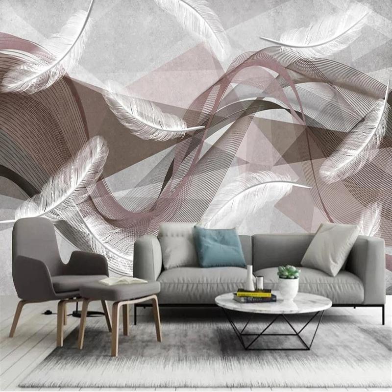 

Индивидуальные фрески Обои Скандинавские 3D Абстрактные Геометрические Перья Современная Гостиная ТВ Фон Декор Стены Papel De Parede 3D Sala 200 cm(W) x 140 cm(H)