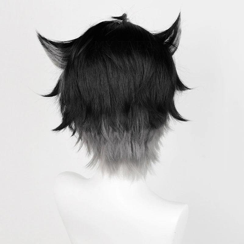 Σε απόθεμα Περούκα Wriothesley Παιχνίδι Genshin Impact Cosplay Κοντά Μαύρα Γκρι Μαλλιά Fontaine Wriothesley Cosplay Περούκα Περούκες Anime + Σκουφάκι Περούκας