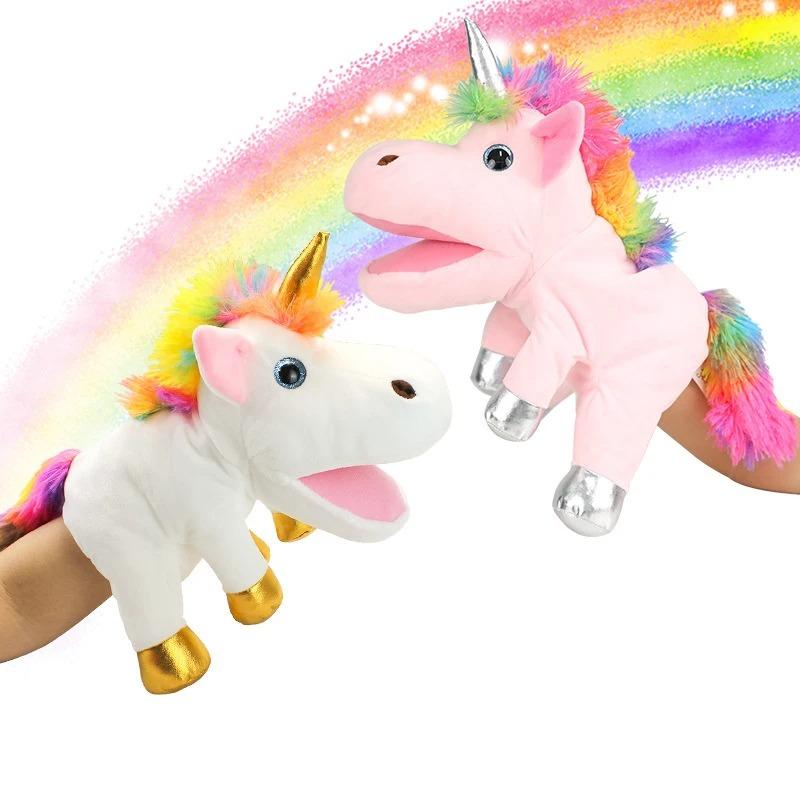1/2 Stück Einhorn Handpuppe Plüschtier Stofftier Weiche Figur Kinder Pädagogisch Kindergarten Spielzeug Geschenk für Kinder Geburtstag