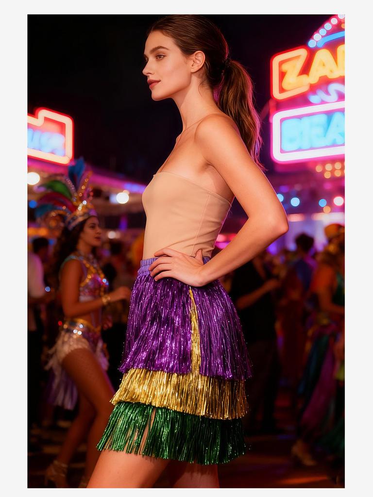 Mini-jupe en fil métallique européen - Tenue pour Fête de Danse de Carnaval & Spectacle sur Scène