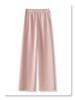Women's Pink Tweed Wide-Leg Pants, Autumn/Winter 2024 Style, High-Waisted, Draped Straight-Leg, Casual Winter Glutinous Rice Design