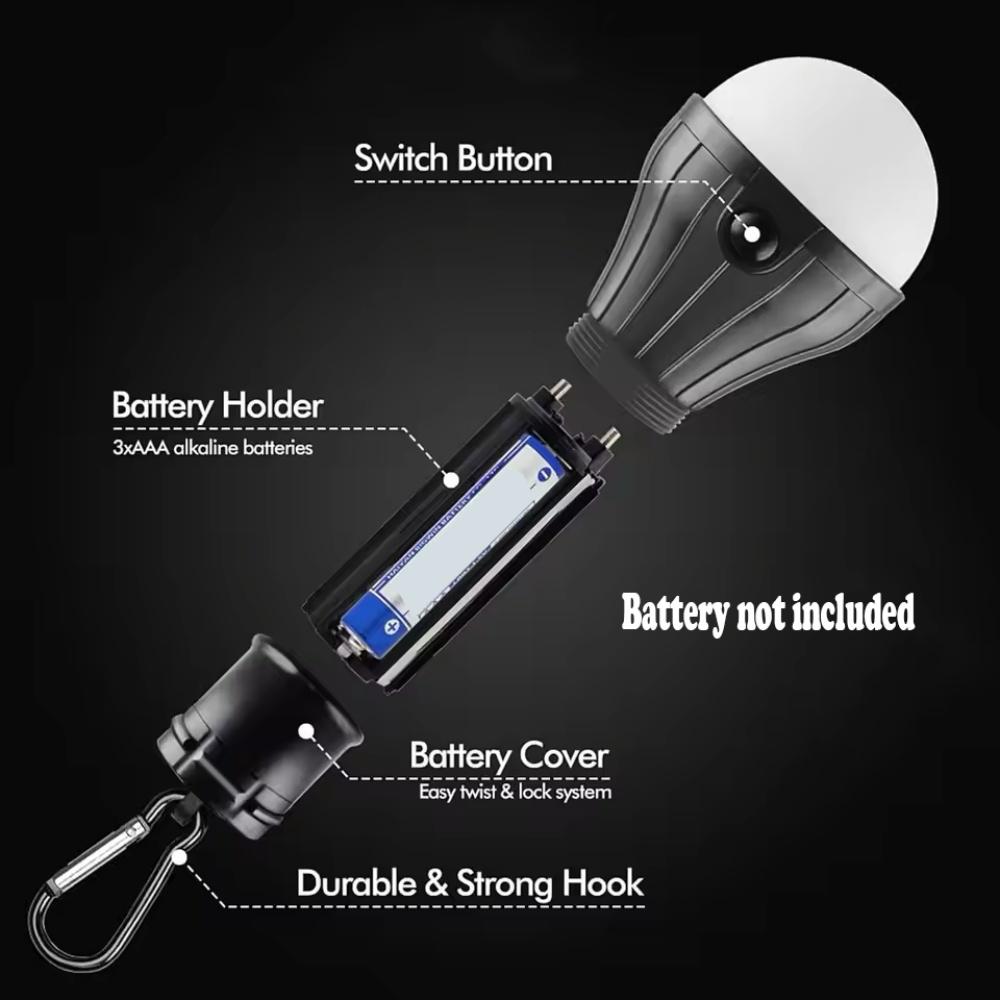 Portable LED Tent Lamp With Hook For Camping Hiking Emergency