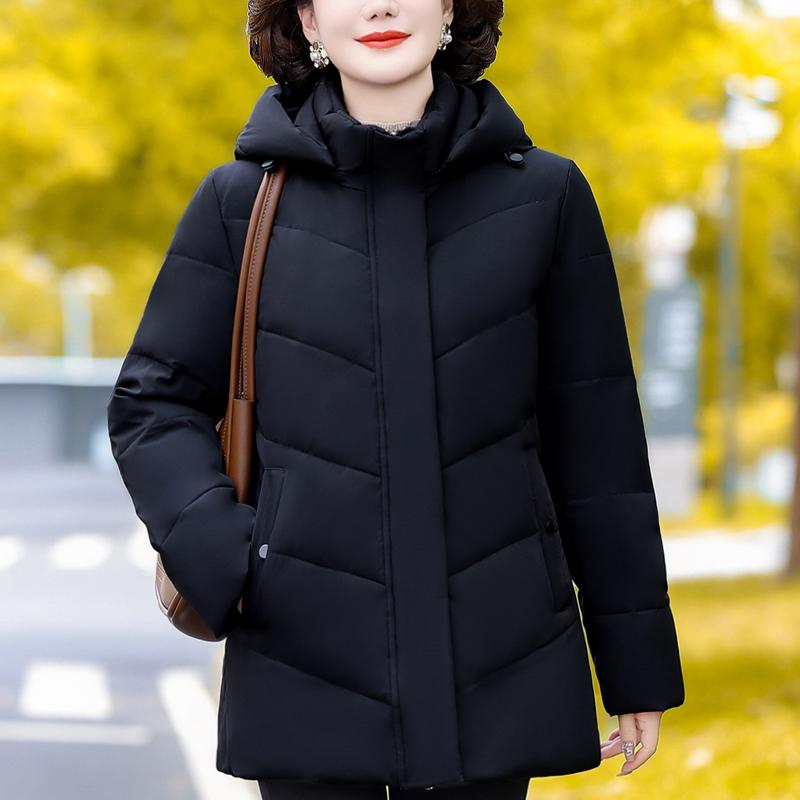 Middle Age Women's Down Coats Winter Vintage Prakas Hooded Plus Size Elegant Thick Warm Puffer Jackets Woman  Outerwears
