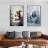 Lustige Nette Tierkunst Poster Tier Hund Katze Wandkunst Drucke Lustige Badezimmer Wanddekoration Leinwandbild Moderne Toiletten Dekoration