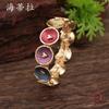 Enamel Color Round Love Elastic Bracelet, High-end Women's Versatile Heart-shaped Alloy Bracelet