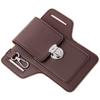 Minimalist Double Layer Leather Phone Waist Bag Card Holder with Secure Metal Clasp Suitable for Business and Casual Use