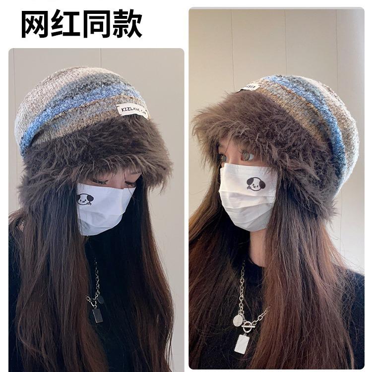 Maillard pile hat children winter big head circumference spring and autumn wool hat warm knitted cold hat