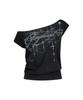Aejeuyua Kitsch Dolman Off-Shoulder Tee Black