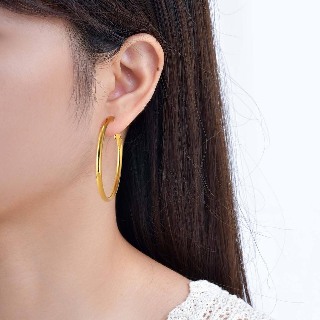 Vnox Stainless Steel 3pairs/set Hoop Earrings For Women, Small Big Round Circle, Classic Anti-allergy Jewelry