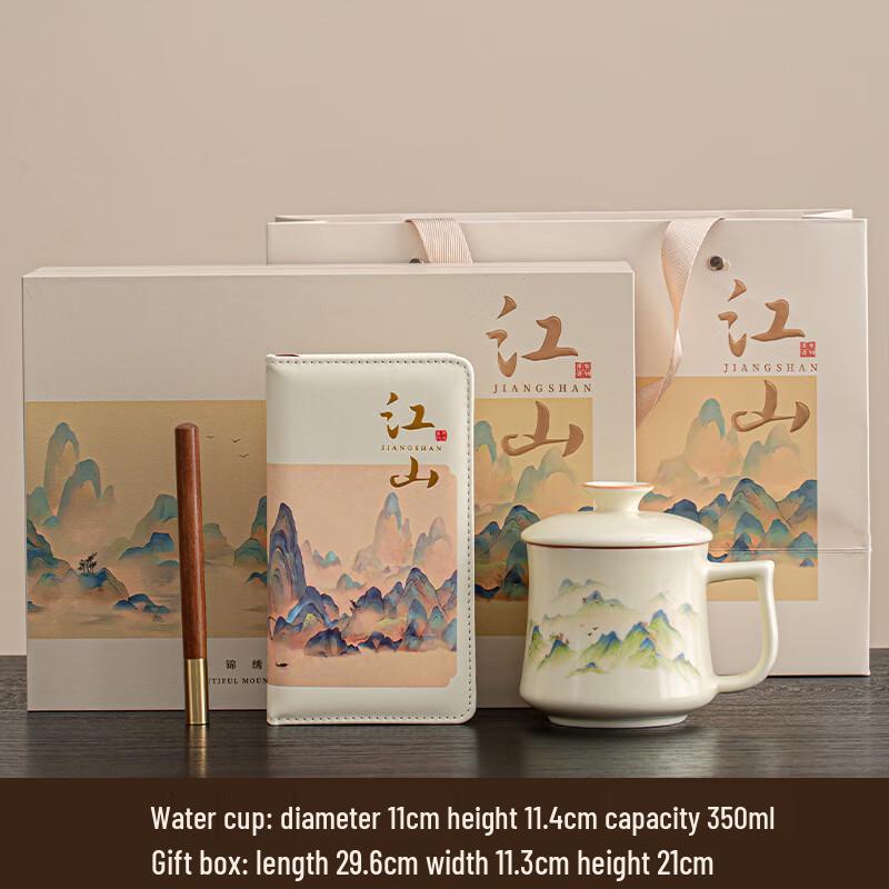 Shangqi Ru Kiln Ceramic Mug Gift Set - A Thousand Miles of Rivers and Mountains