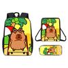 Cartoon Capybara Pattern Backpack Shoulder Bag Pencil Case Three Piece Set
