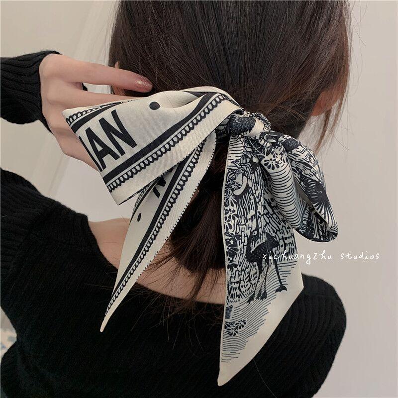 Classic French Silk Scarf: Retro Headband & Hair Ribbon for Women