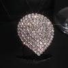 Anello aperto scintillante in cristallo di lusso Anello regolabile a goccia alla moda
