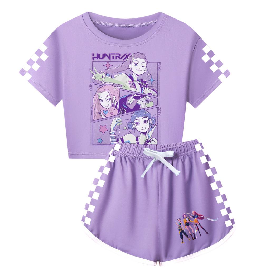 Kpop Demon Hunters Child Short Sleeve Short Pants Parent Child Pajama Set For Sleepwear Comfort