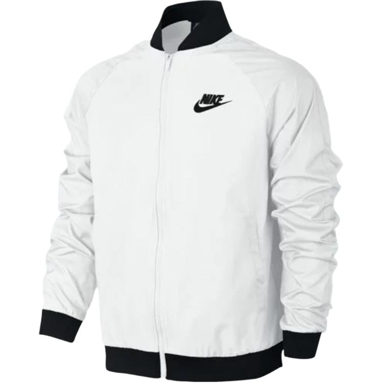 Nike Jednobarevná bunda na zip s potiskem loga Pánské svrchní oblečení Bílá 832225-100